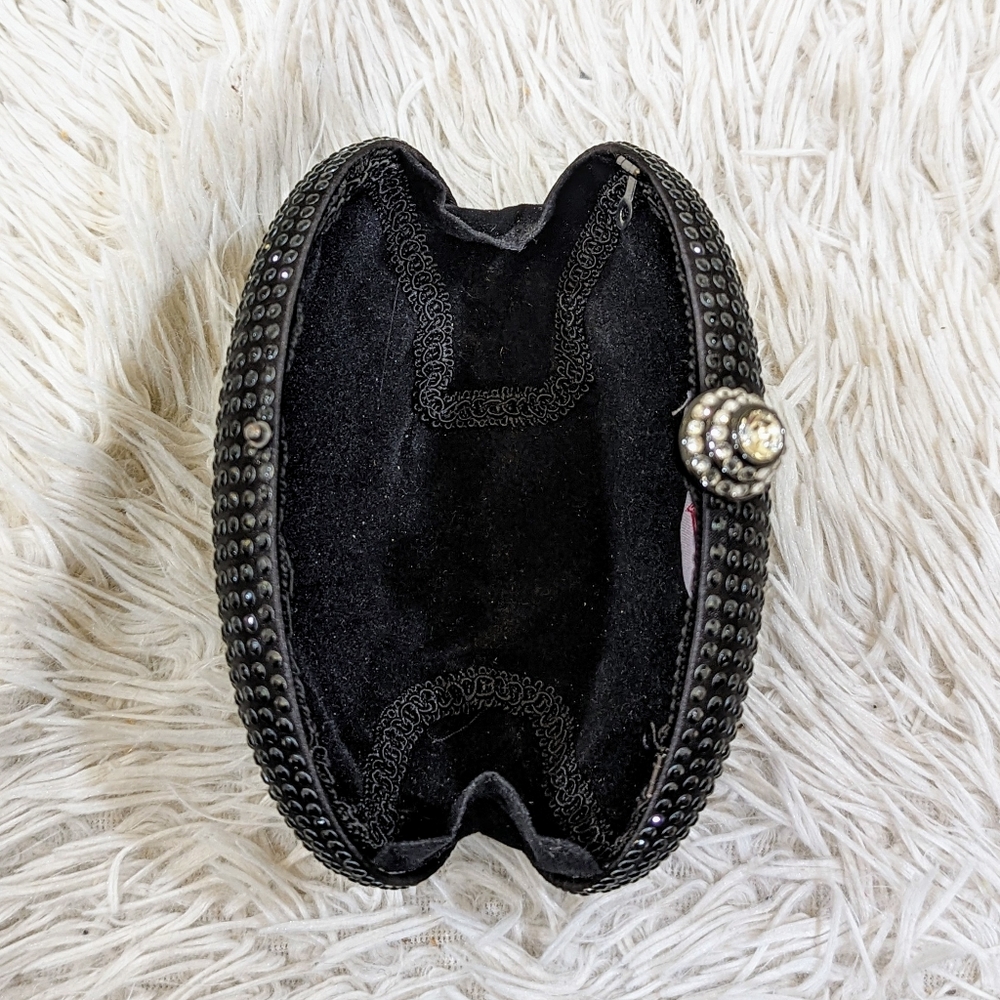 Black Rhinestone Oval Small Clutch Purse - Picture 7 of 7